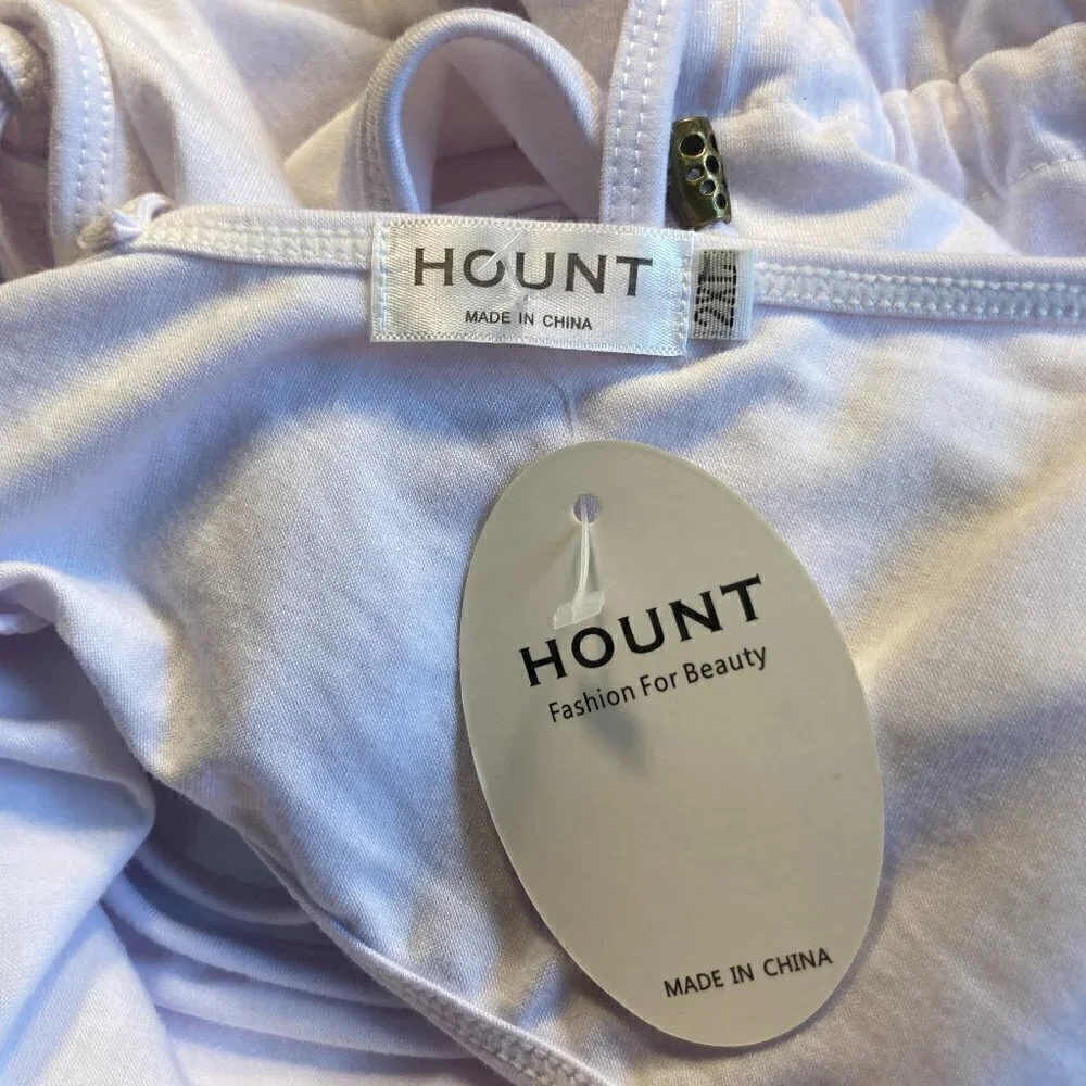 Hount SZ 2X NWT White V-neck drawstring waist bead details tunic/dress